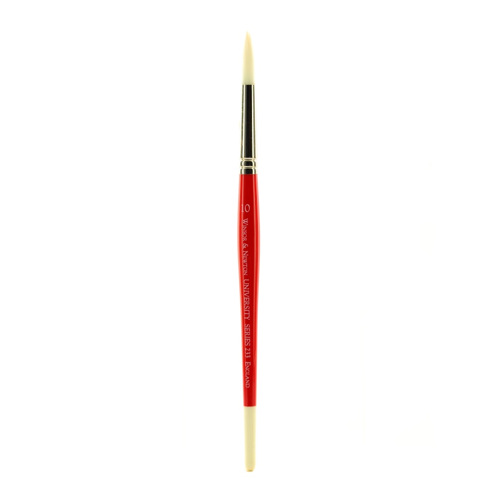 Winsor & Newton University Series Short-Handle Paint Brush, Size 10, Round Bristle, Red