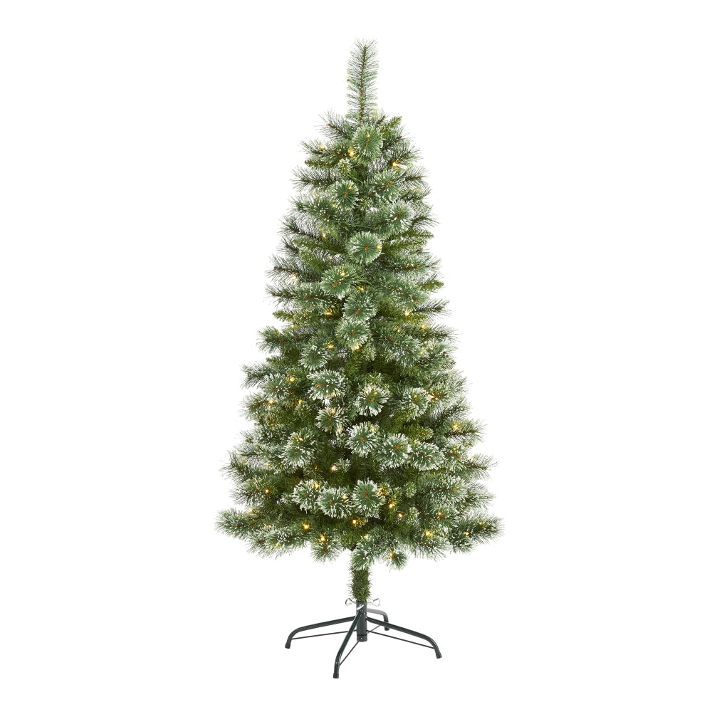 Nearly Natural Wisconsin Slim Snow Tip Pine Artificial Christmas Tree, 5'H