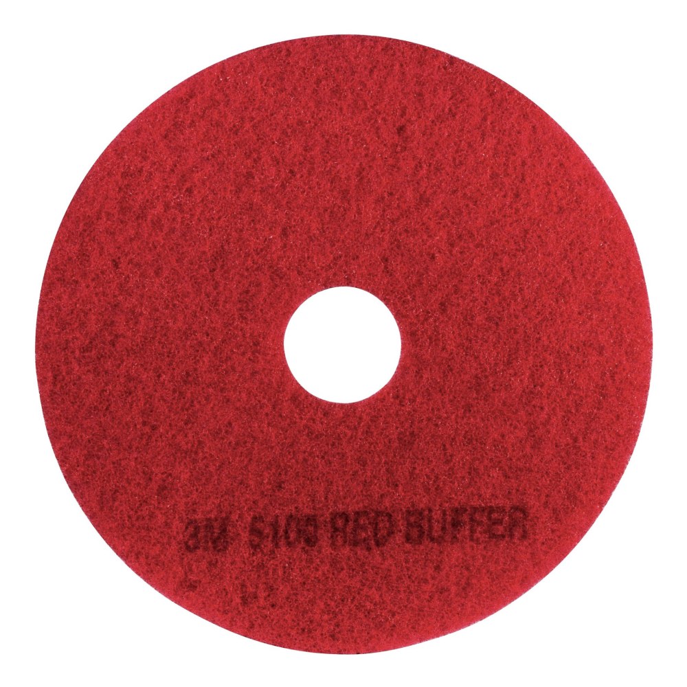 3M 5100 Buffer Pads, 18in, Red, Case Of 5 Pads