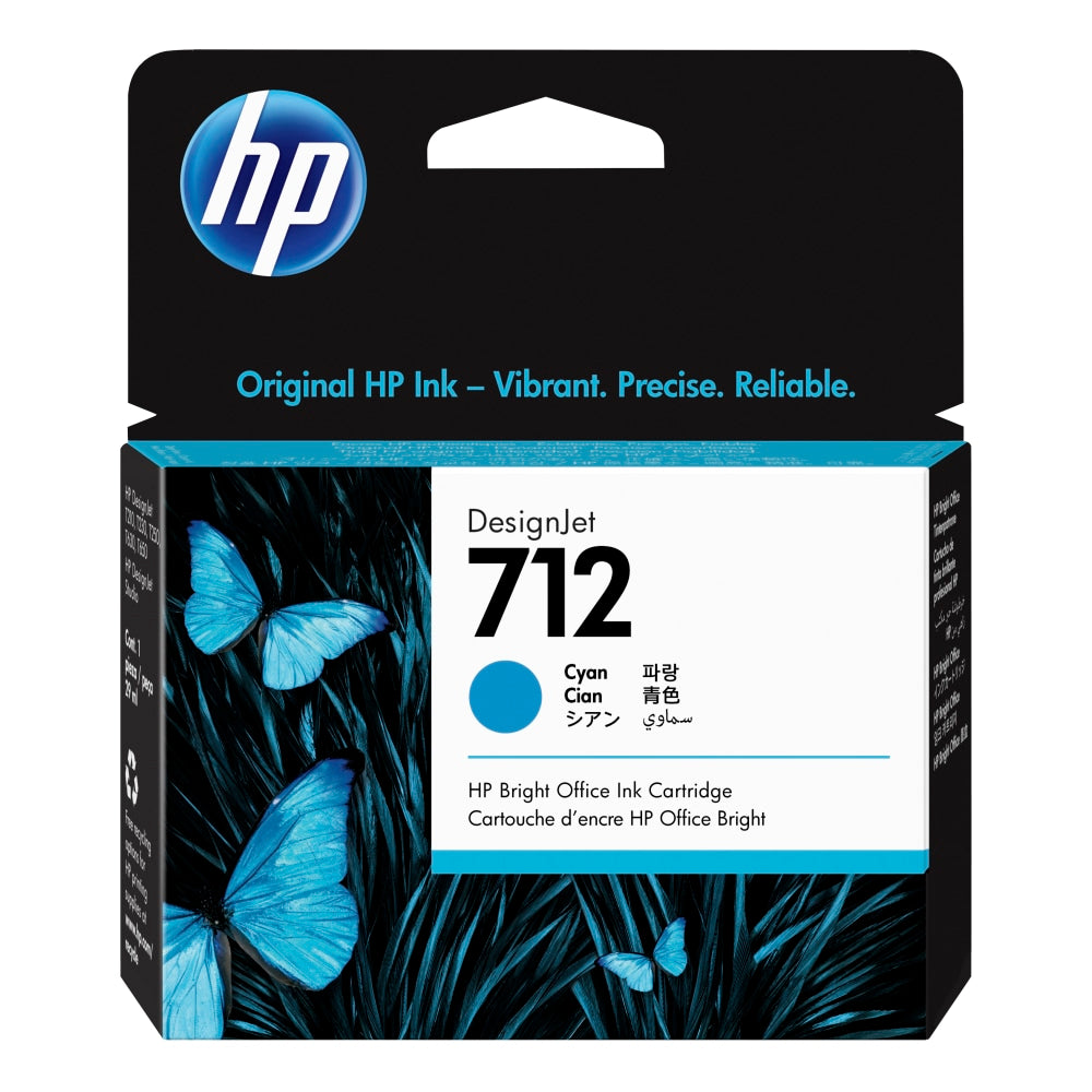 HP 712 DesignJet Ink Cyan Cartridge, 3ED67A