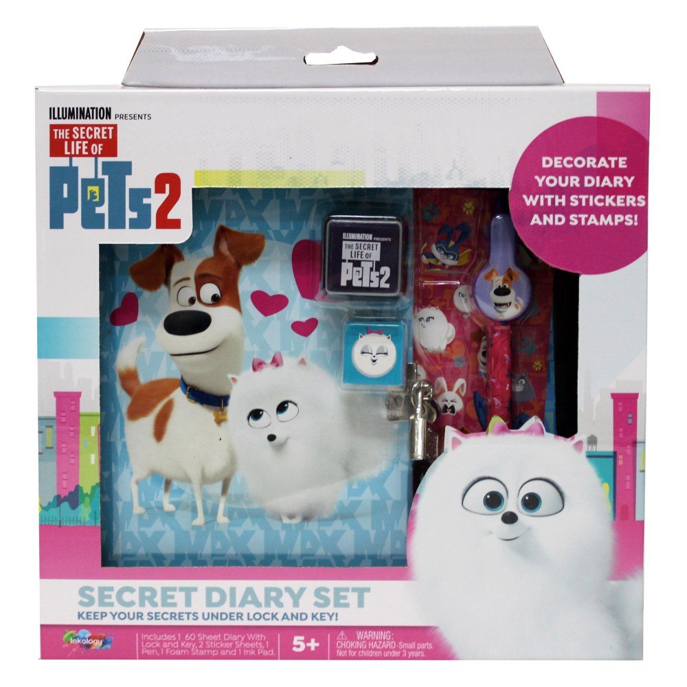 Inkology 6-Piece Diary Sets, The Secret Life Of Pets 2, 120 Pages (60 Sheets), Pack Of 6 Sets