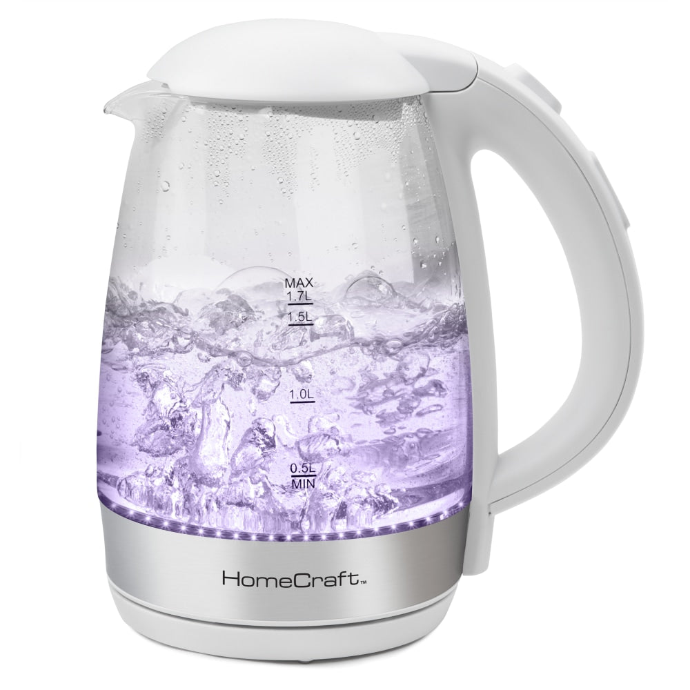 Nostalgia Electrics HomeCraft 7-Cup Glass Electric Kettle, White