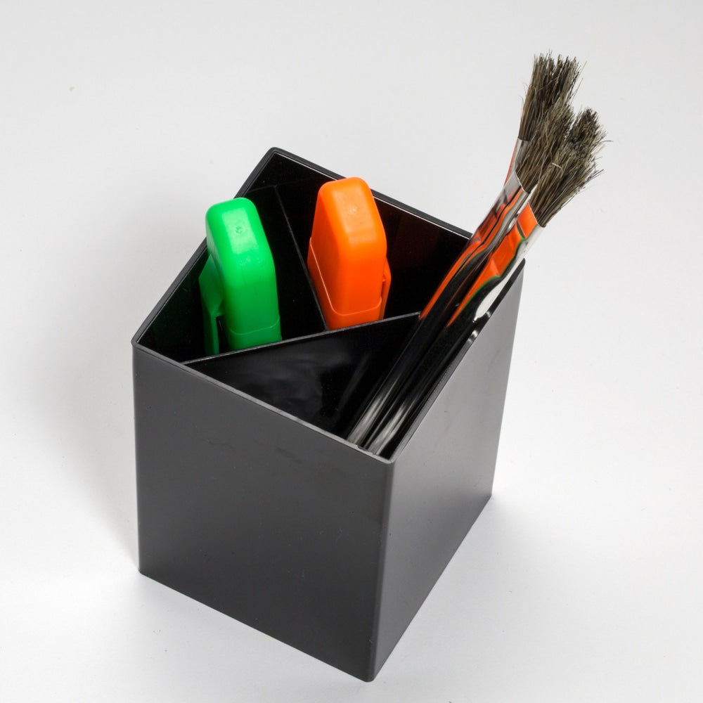 OIC 3-Compartment Pencil Cup - 4in x 2.9in x 2.9in - 1 Each - Black