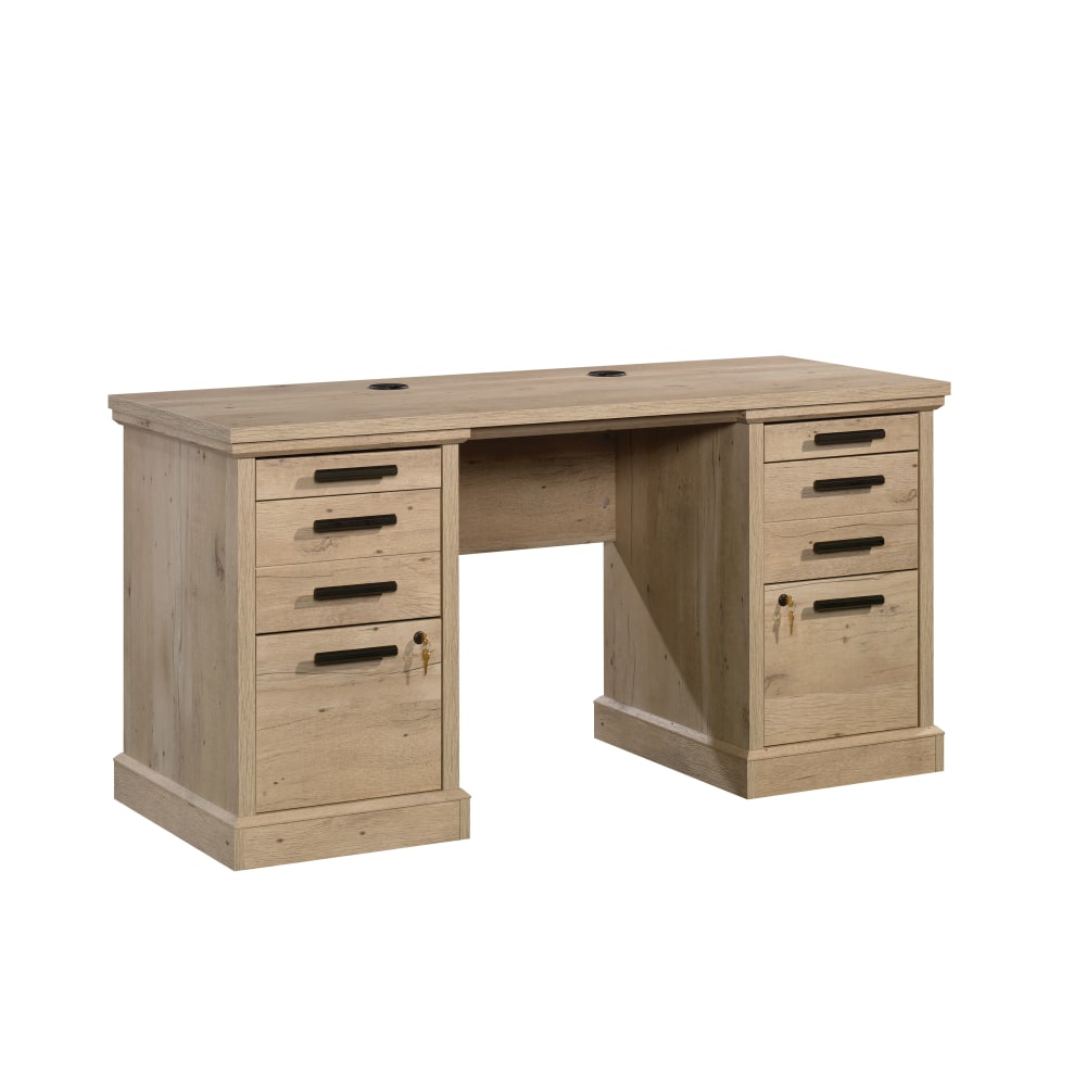 Sauder Maso Peak 60inW Commercial Credenza Computer Desk, Prime Oak