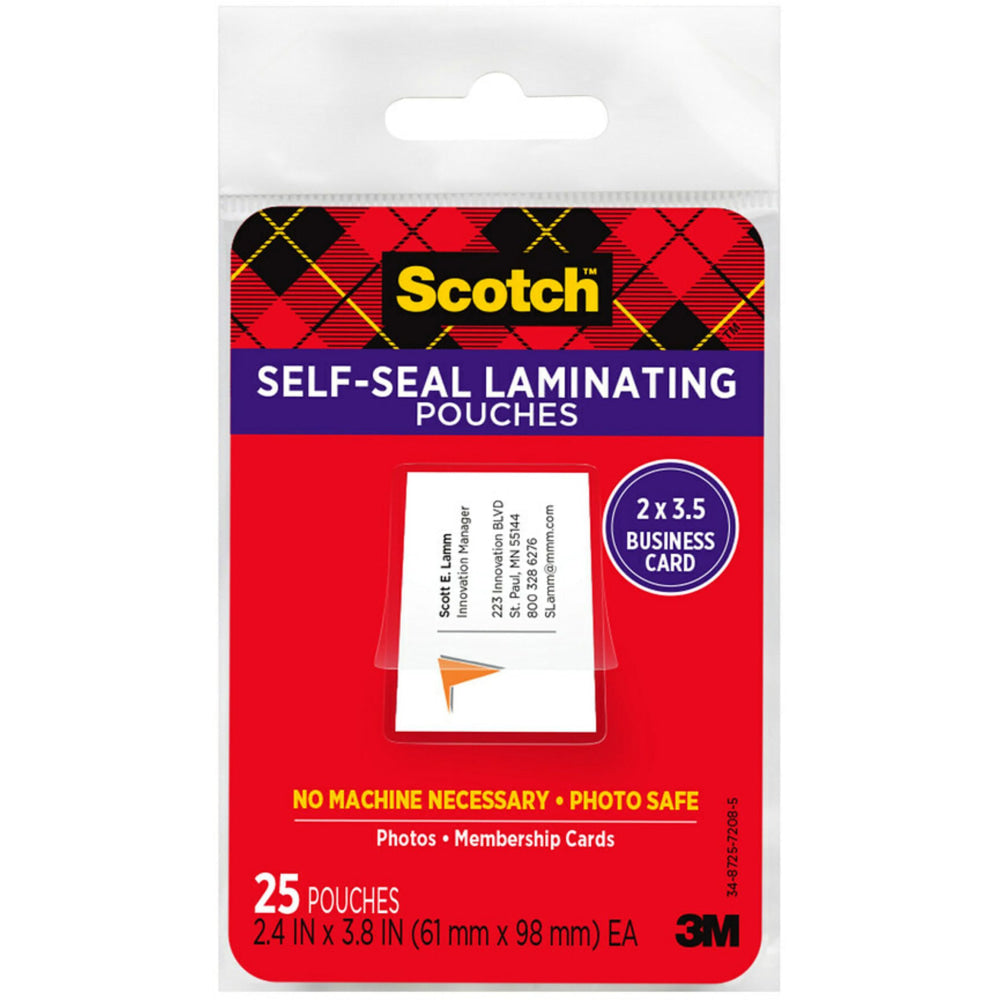 Scotch Thermal Laminating Pouches, 25 Laminating Sheets, Laminate Business Cards, Banners and Essays, Ideal Office or Back to School Supplies, Fits Business Card Size (2.4 in. x 3.8 in.) Paper