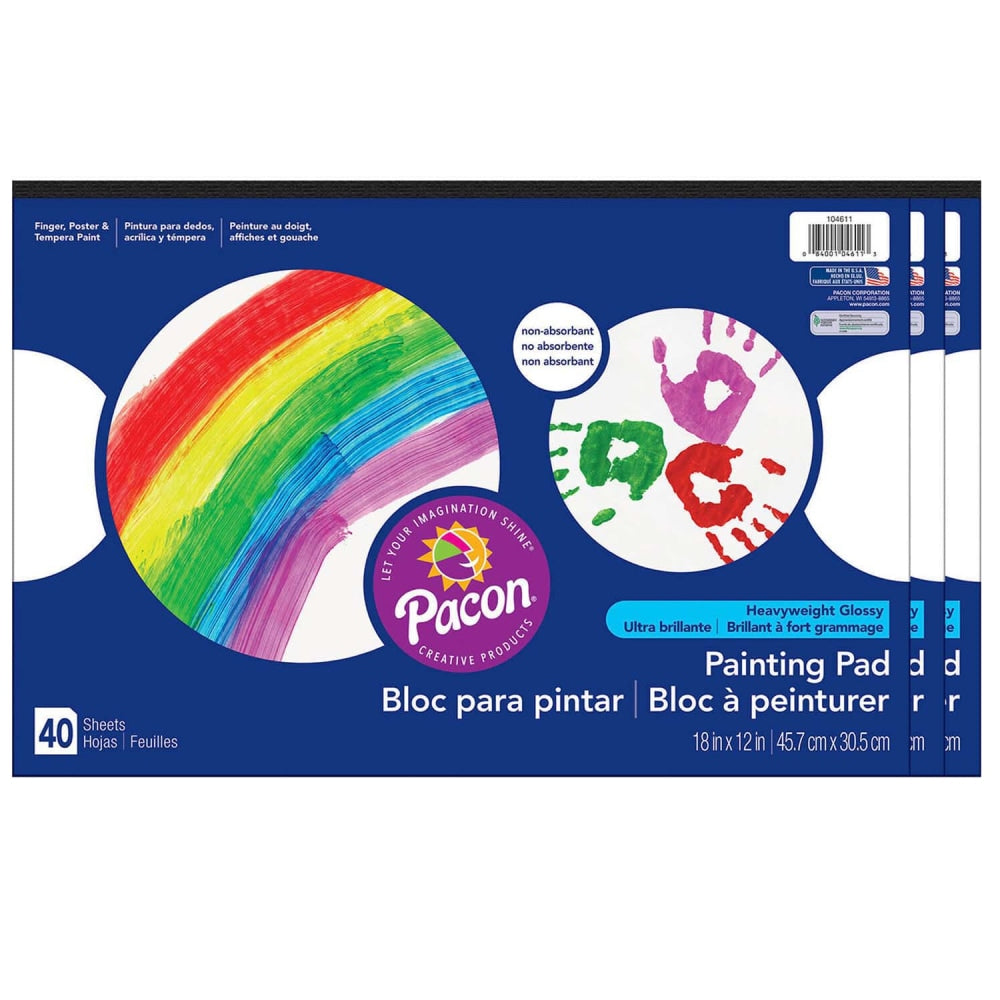 Prang Painting Paper Pads, 18in x 12in, White, 40 Sheets Per Pad, Pack of 3 Pads