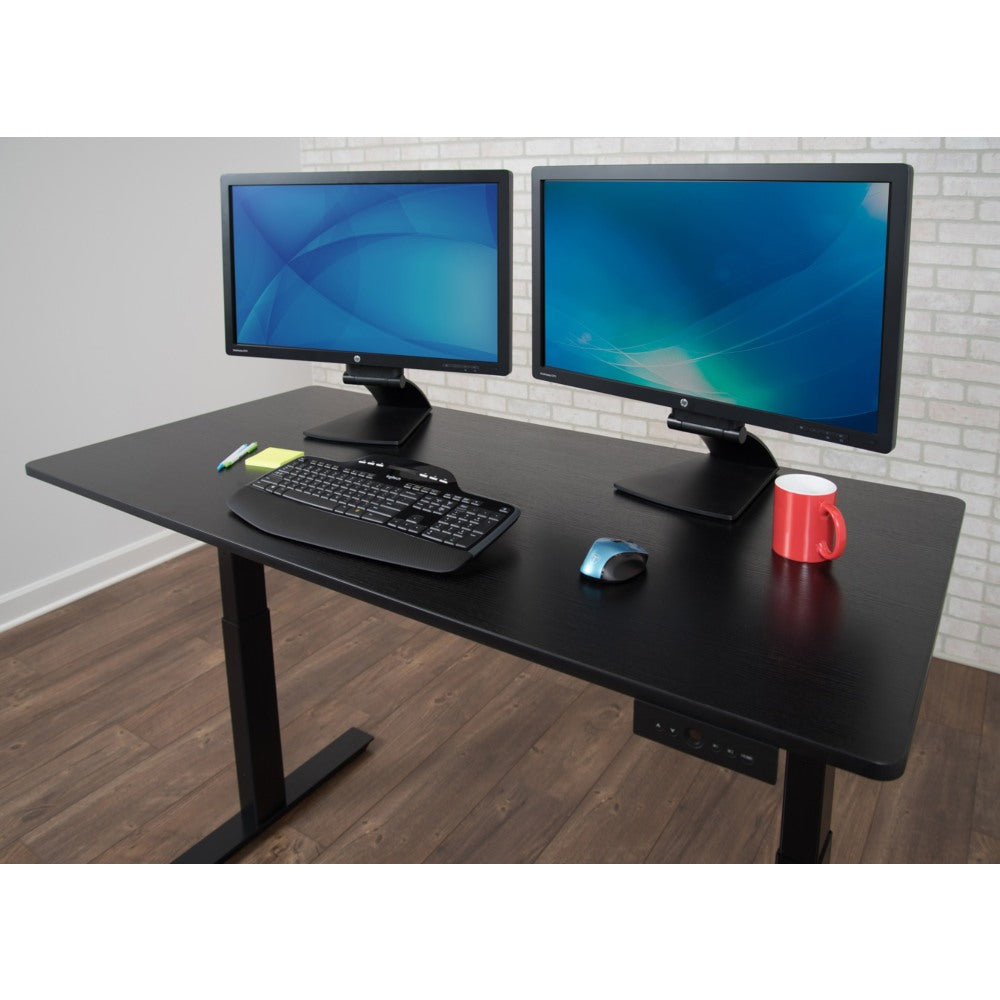 Luxor 59inW Wood Electric Standing Desk, Black Oak/Black