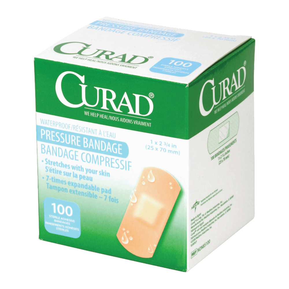 Medline Curad Pressure Adhesive Bandages, 2 3/4in x 1in, Neutral, Box Of 100