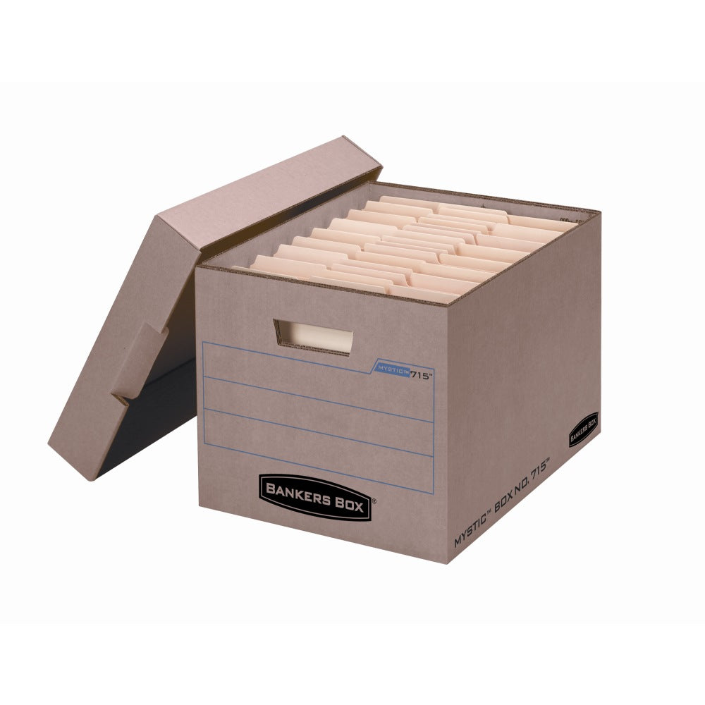 Bankers Box Mystic Storage Boxes With Lift-Off Lids, Letter/Legal Size, 10in x 12in x 15in, 85% Recycled, Kraft, Case Of 25