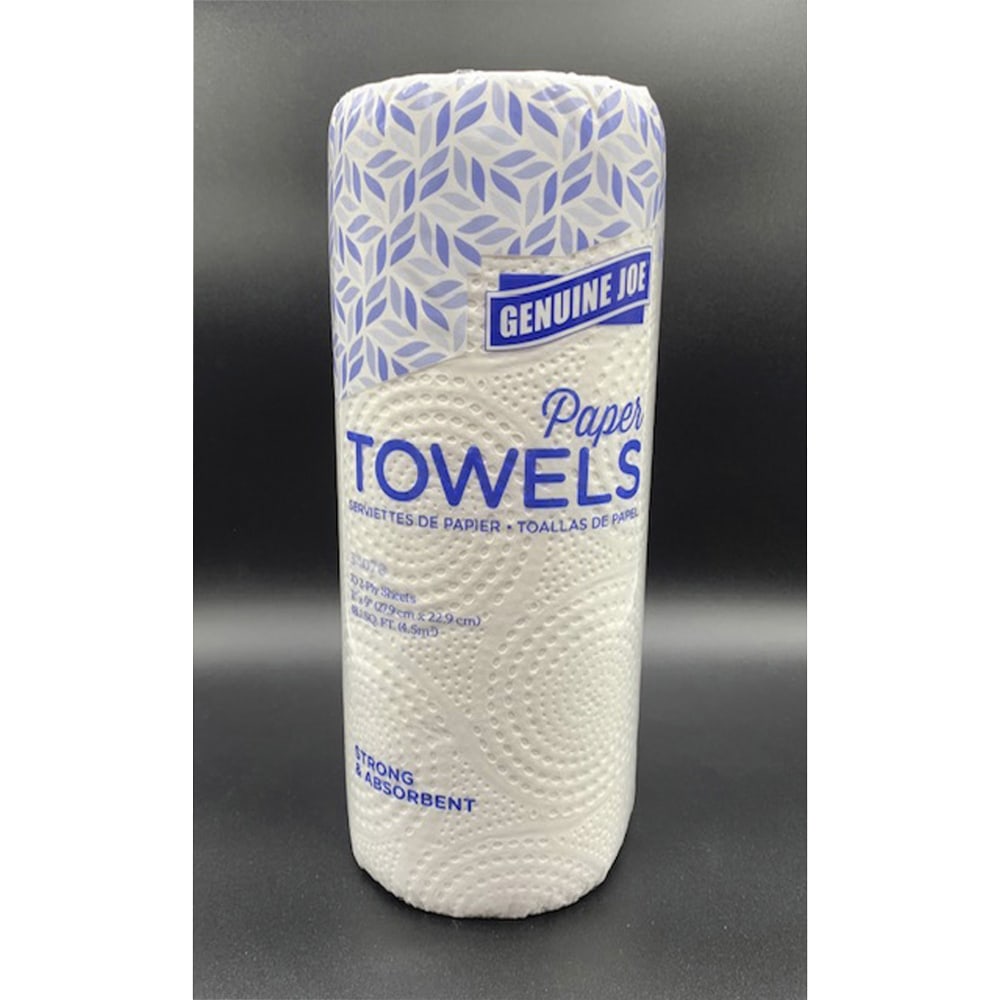 Genuine Joe 2-ply Paper Towel Rolls - 2 Ply - 9in x 11in - 70 Sheets/Roll - White - Paper - Absorbent, Soft, Perforated, Tear Resistant - For Hand, Food Service, Kitchen, Breakroom - 15 / Carton