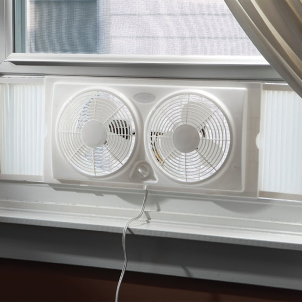 Optimus 7in Twin Window Fan, 10in x 22in, White