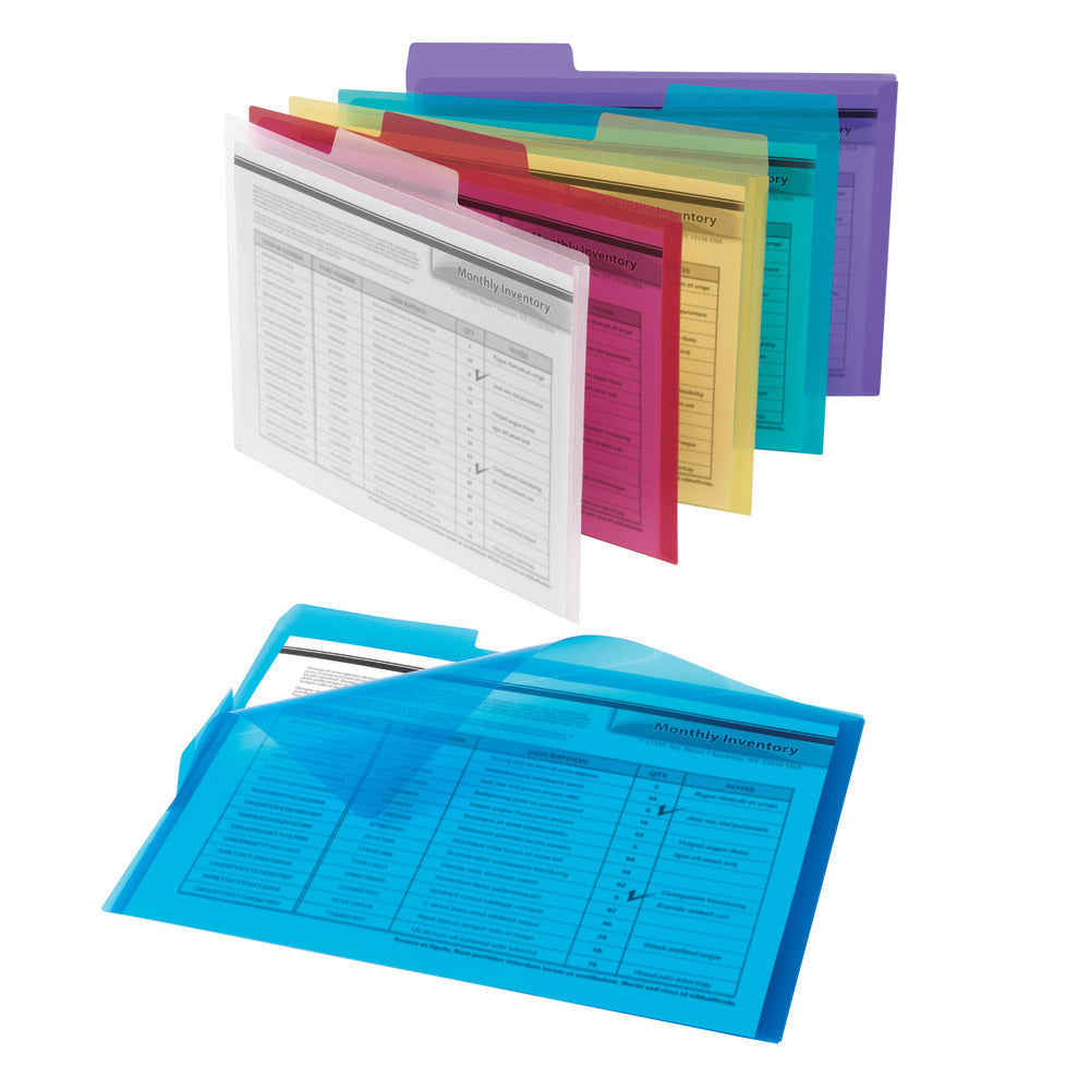 Office Depot Brand Poly Project Tab Folders, Letter Size, Assorted Colors, Pack Of 6