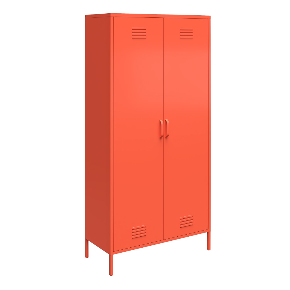 Ameriwood Home Cache Tall 2-Door Metal Locker Cabinet, 72-7/8inH x 35-7/16inW x 15-3/4inD, Orange