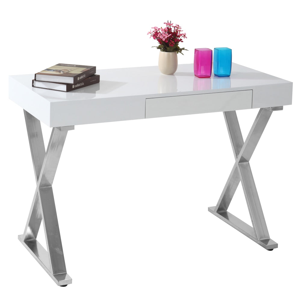 LumiSource Luster 24inW Computer Desk, Silver/White