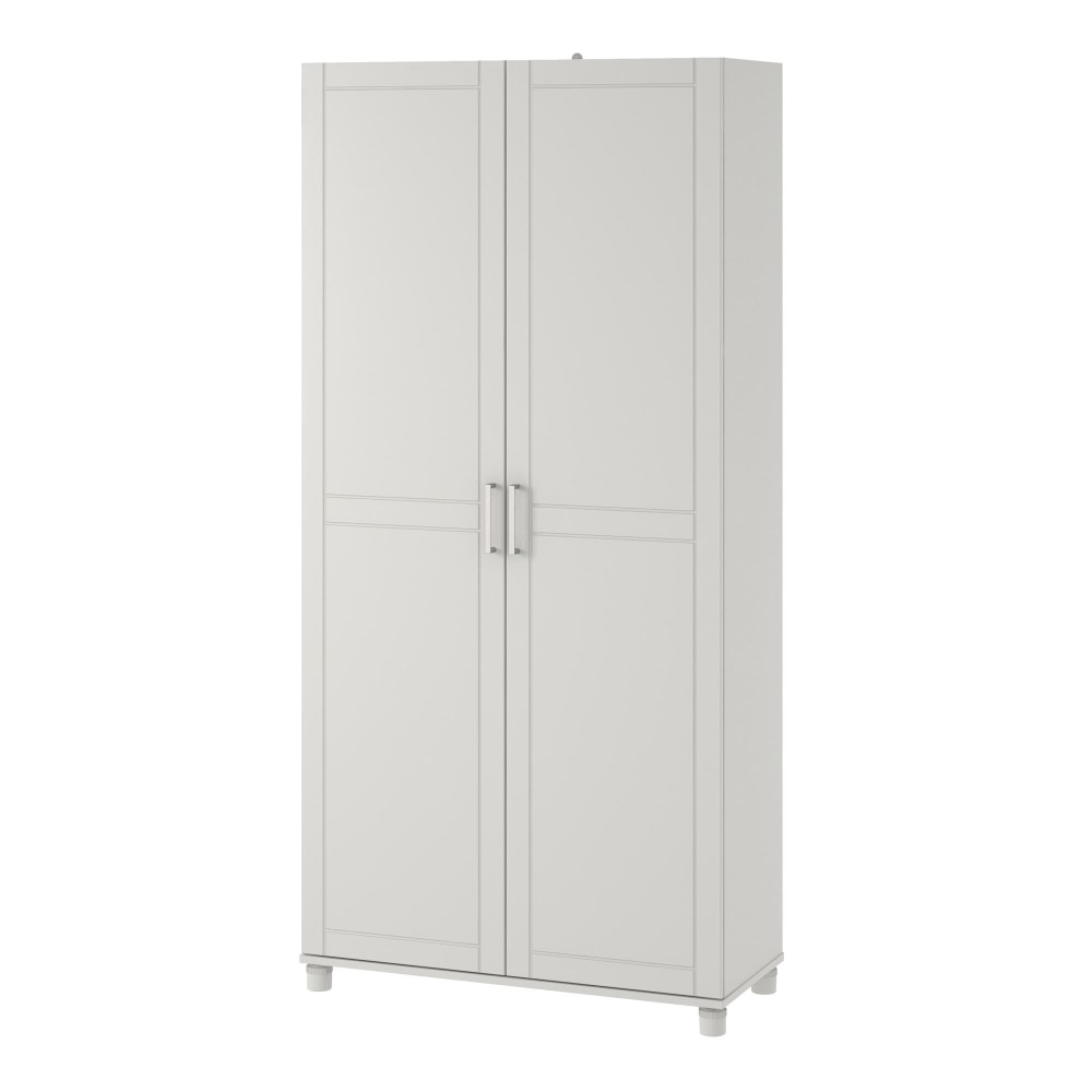 Ameriwood Home Callahan Utility Storage Cabinet, 3 Adjustable Shelves, 2 Fixed Shelves, 74 5/16inH x 35 11/16inW x 15 3/8inD, White