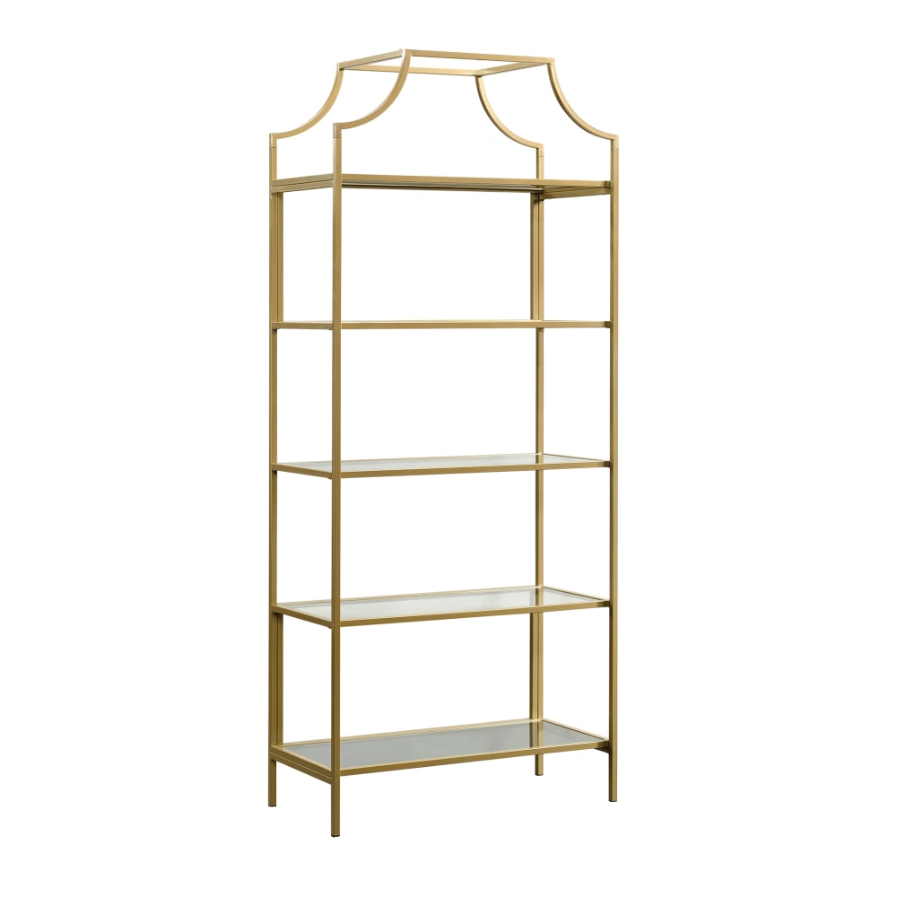 Sauder International Lux 71inH 5-Shelf Bookcase, Satin Gold