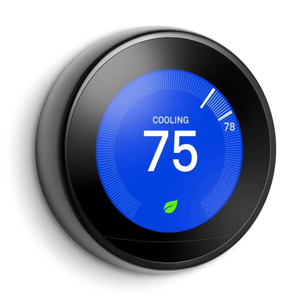 Google Nest Programmable Learning Thermostat With Temperature Sensor, 3rd Generation, Black