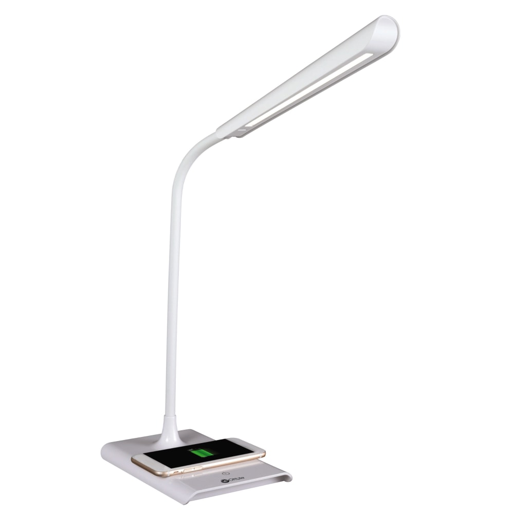 OttLite Power Up LED Desk Lamp With Wireless Charging, 20inH, White