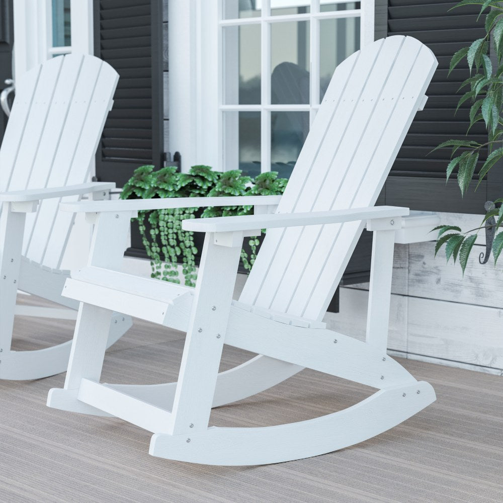 Flash Furniture Savannah All-Weather Adirondack Rocking Chair, White