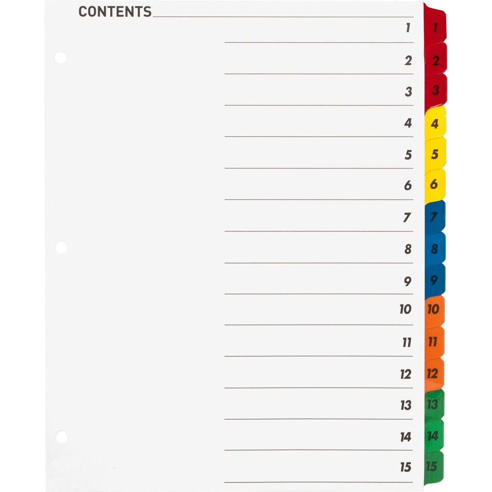 Sparco Quick Index Dividers With Table Of Contents Page, 1-15