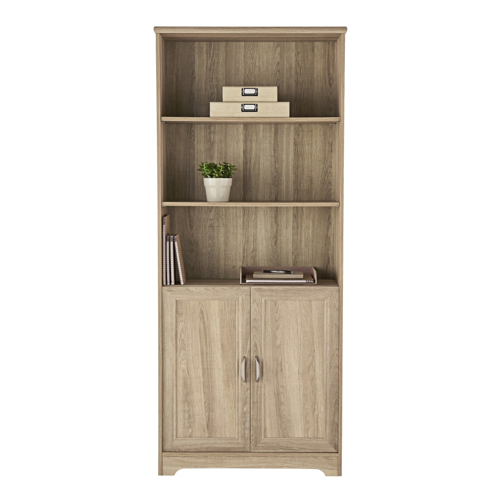 Realspace Magellan 72inH 5-Shelf Bookcase With Doors, Blonde Ash