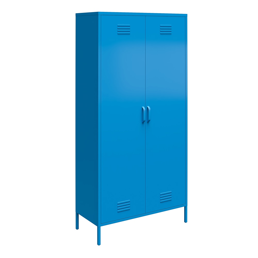 Ameriwood Home Cache Tall 2-Door Metal Locker Cabinet, 72-7/8inH x 35-7/16inW x 15-3/4inD, Blue