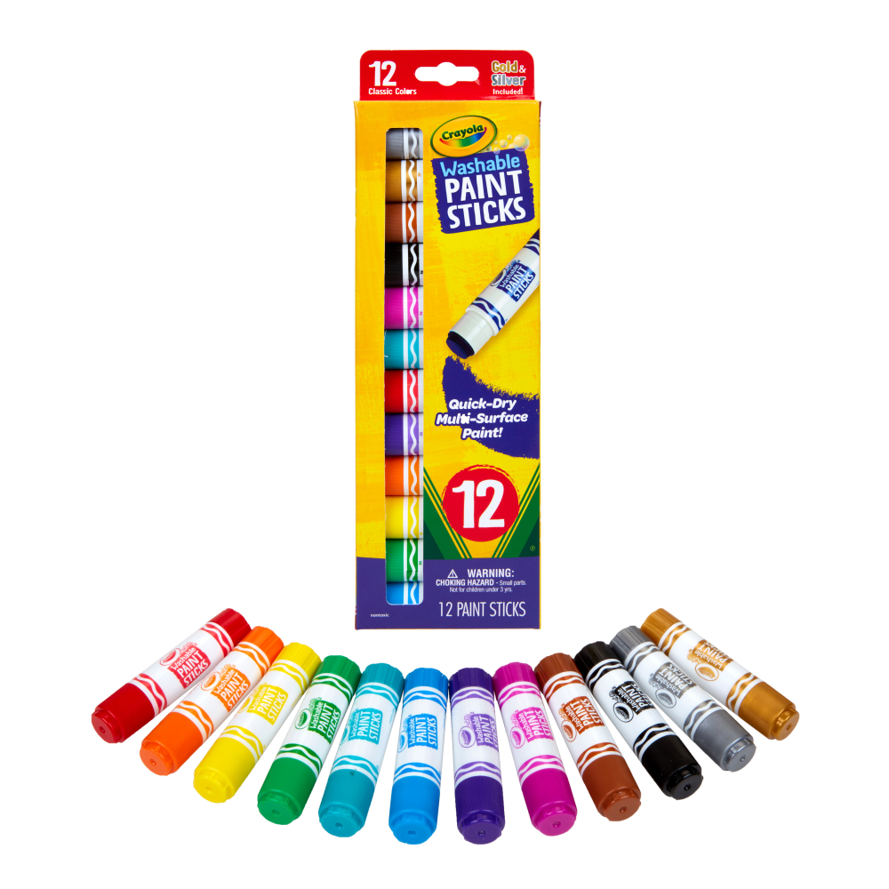 Crayola Washable Paint Sticks, Assorted Colors, Pack Of 12 Sticks