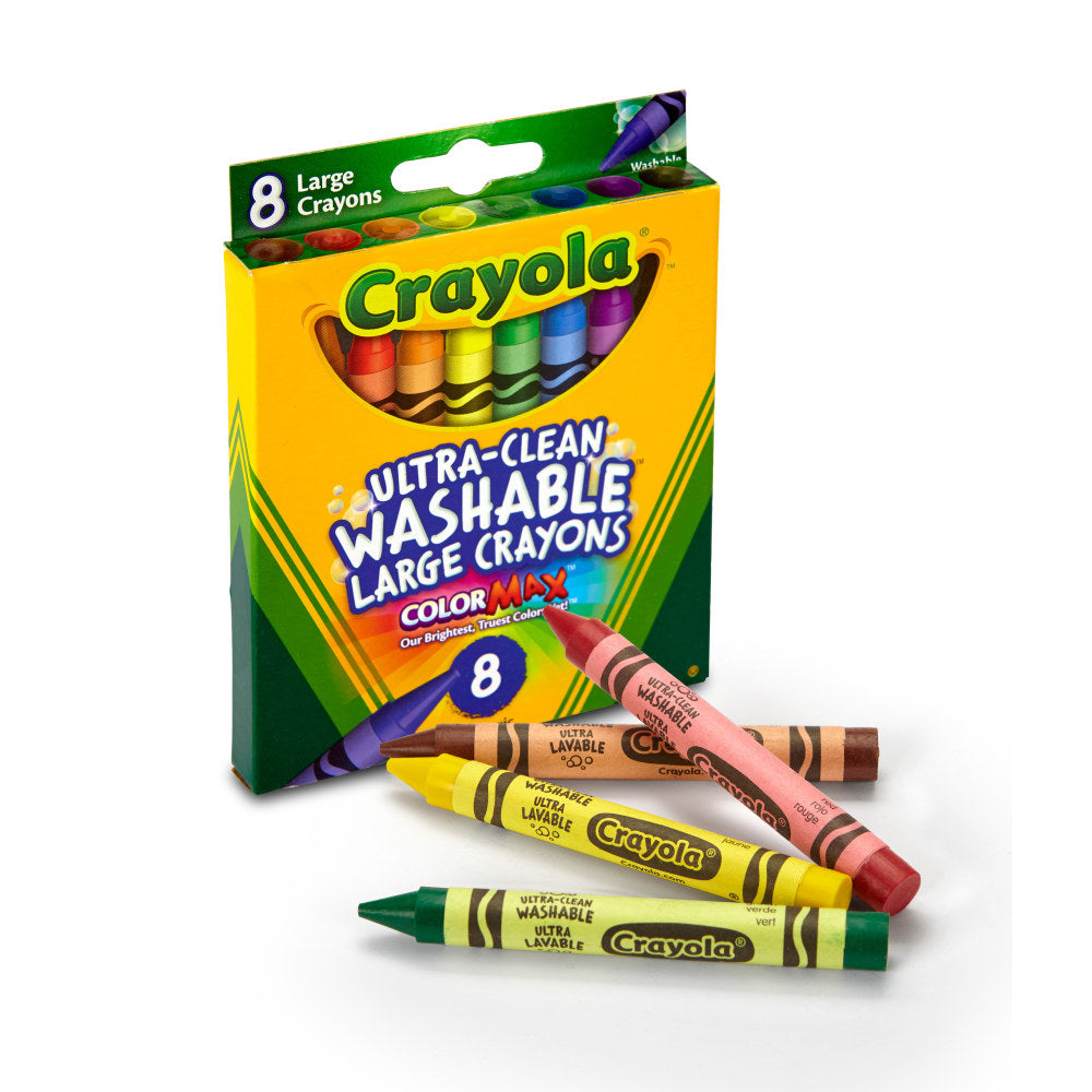 Crayola Washable Crayons, Large, Assorted Colors, Box Of 8 Crayons