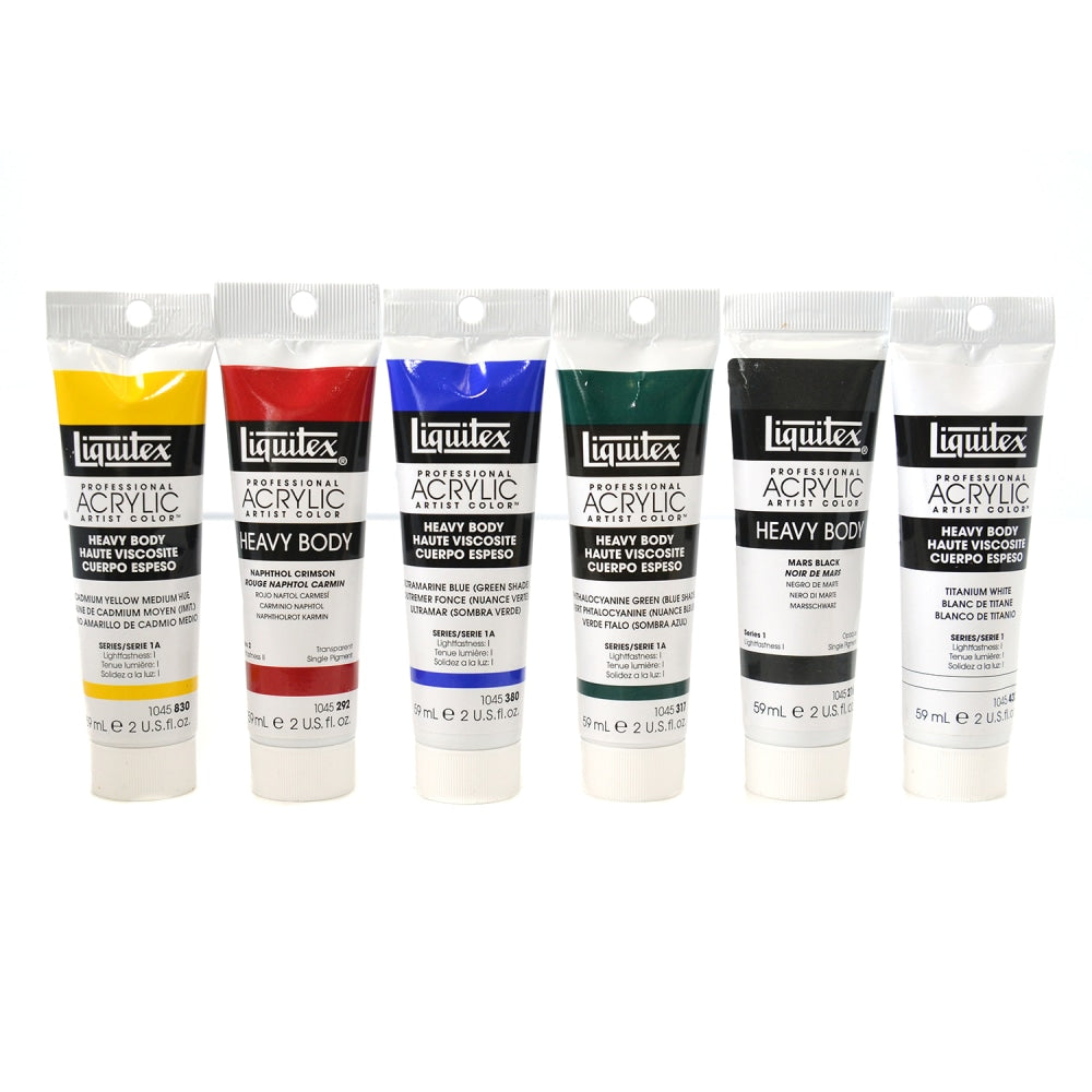 Liquitex Classic Heavy Body Studio Acrylic Color Set, 2 Oz, Assorted Colors, Set Of 6