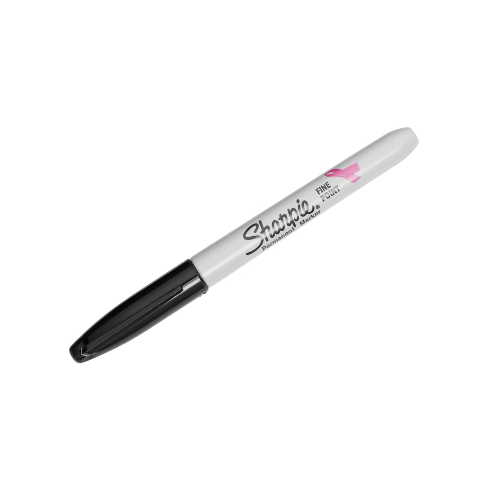 Sharpie Permanent Fine-Point Markers, Black/Pink Ribbon, Pack Of 2 Markers