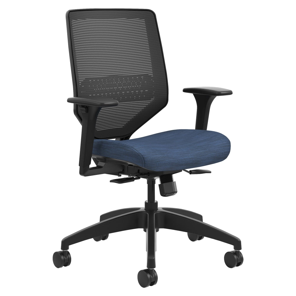 HON Solve Fabric Mid-Back Task Chair, Ilira-Stretch Mesh Back, Midnight/Black