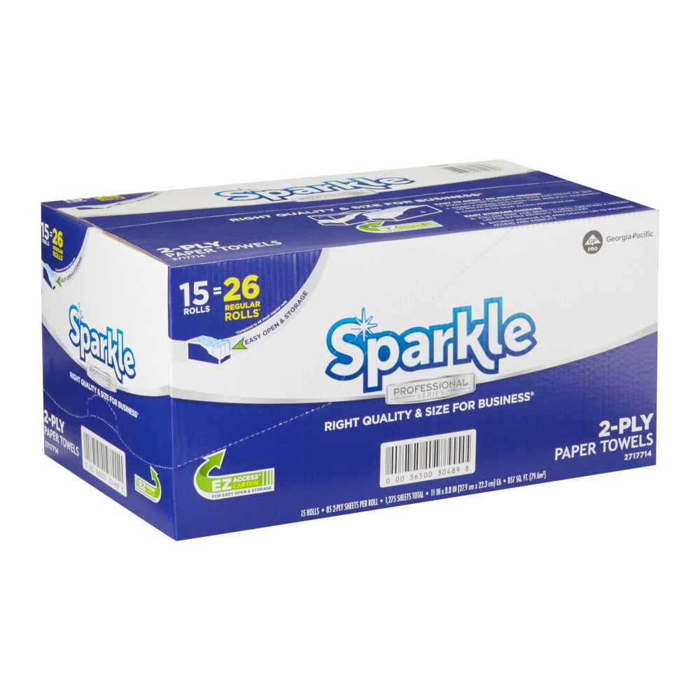 Sparkle Professional Series by GP PRO 2-Ply Kitchen Paper Towels, 85 Sheets Per Roll, Pack Of 15 Rolls