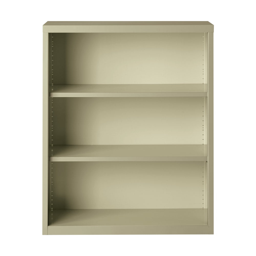 Hirsh 42inH 3-Shelf Metal Bookcase, Putty