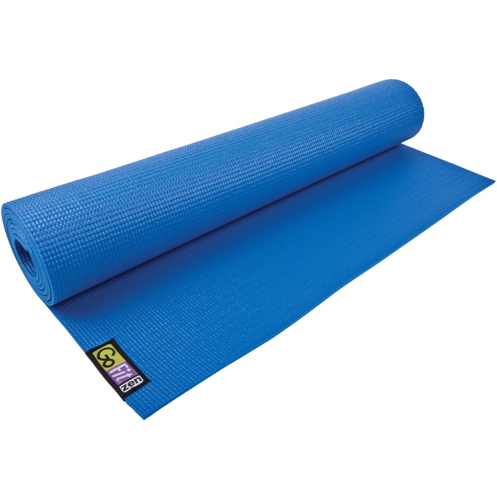 GoFit Double-Thick Yoga Mat With Yoga Posture Poster, 68inH x 24inW, Blue