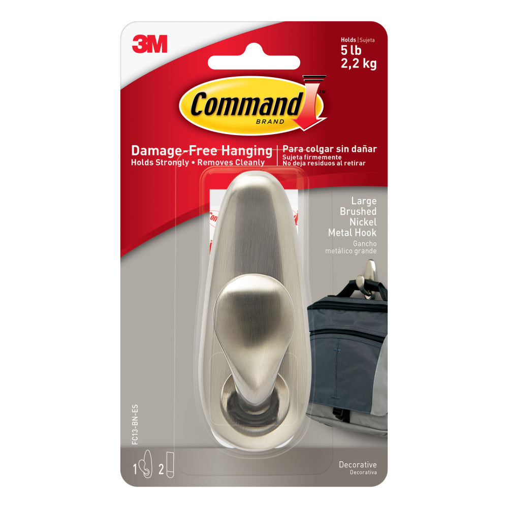 Command Forever Classic Large Metal Hooks, 1 Command Hook, 2 Command Strips, Damage Free Organizing of Dorm Rooms