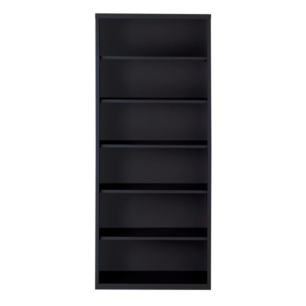 Hirsh 82inH 6-Shelf Metal Bookcase, Black