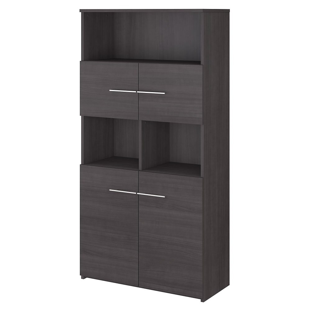 Bush Business Furniture Office 500 70inH 5-Shelf Bookcase With Doors, Storm Gray, Standard Delivery