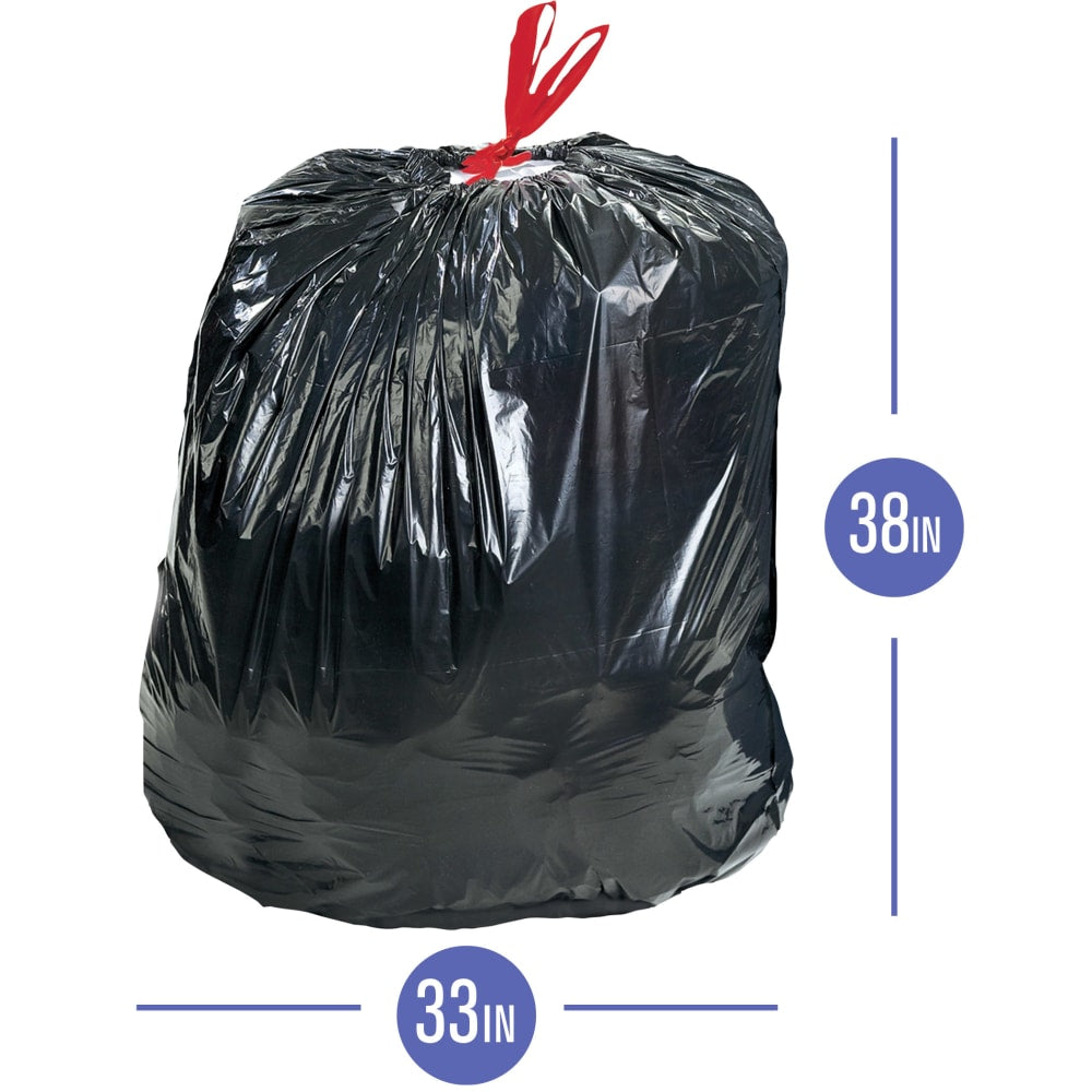 Highmark Large Drawstring Trash Bags, 33 Gallon, Black, Box Of 70 Bags