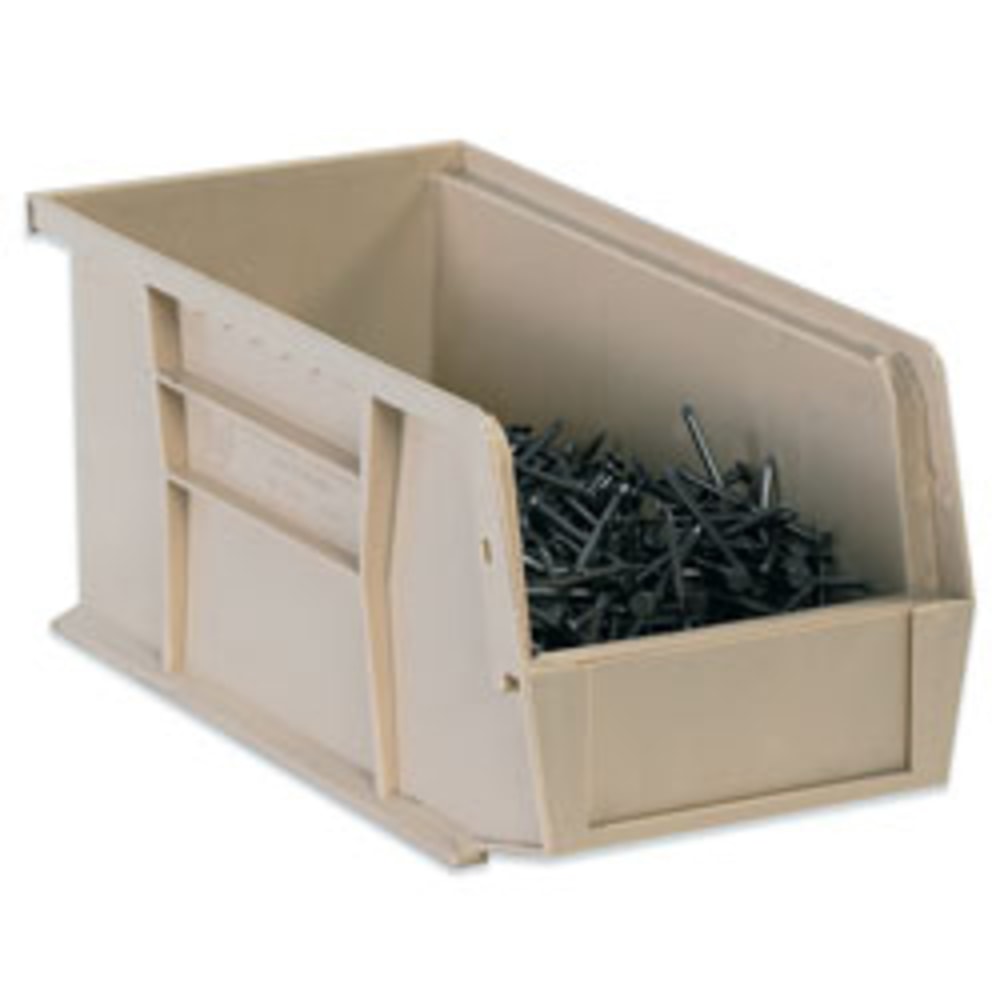 B O X Packaging Plastic Stackable Bin Boxes, Small Size, 7 3/8in x 4 1/8in x 3in, Ivory, Case Of 24