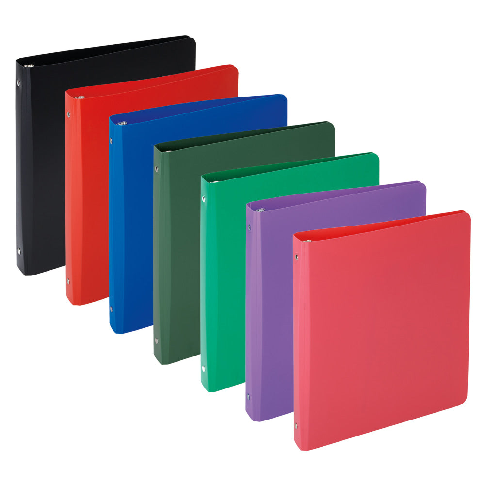 Office Depot Brand Heavy-Duty 3-Ring Binder, 1in Round Rings, Assorted Colors