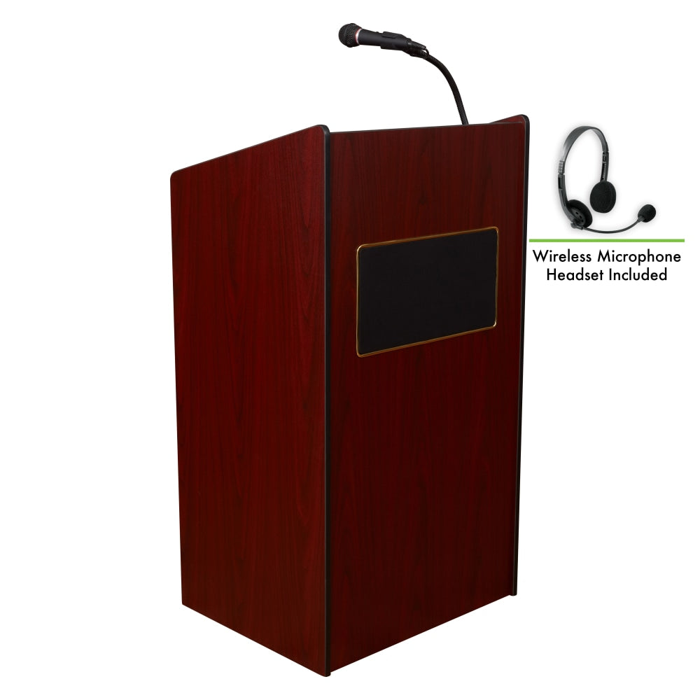 Oklahoma Sound? The Aristocrat Sound Lectern With Headset Wireless Microphone, Mahogany