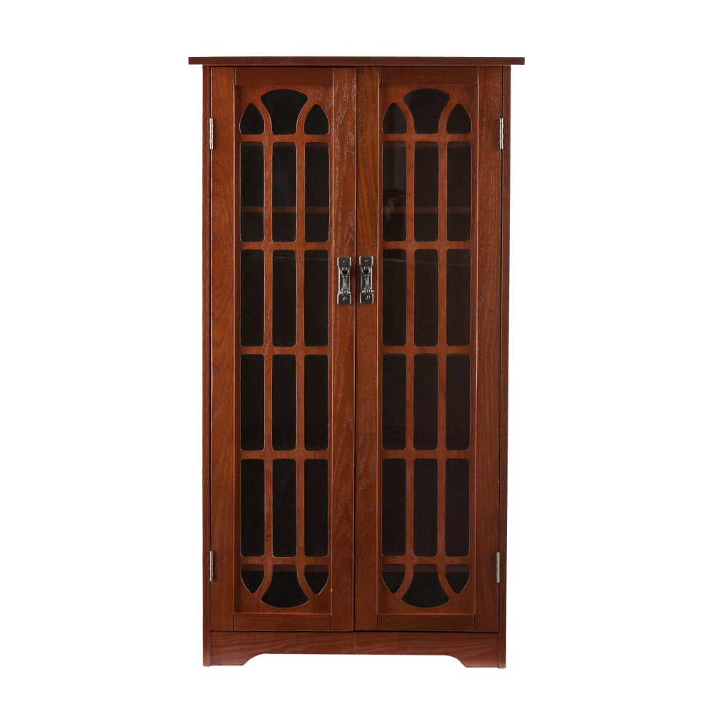 SEI Furniture Window-Pane Media Cabinet, Oak