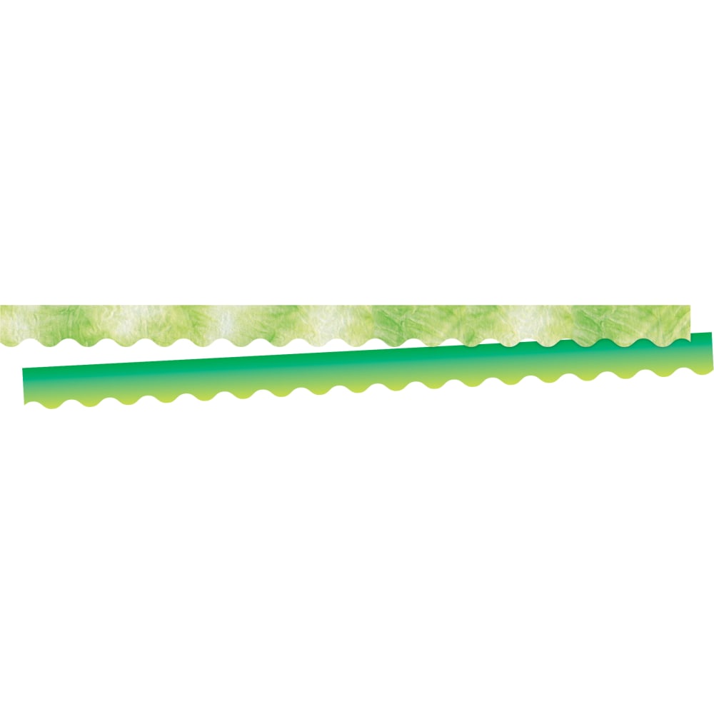 Barker Creek Double-Sided Scalloped Edge Borders, 2-1/4in x 36, Lime Tie-Dye And Ombre, Pack Of 13 Borders