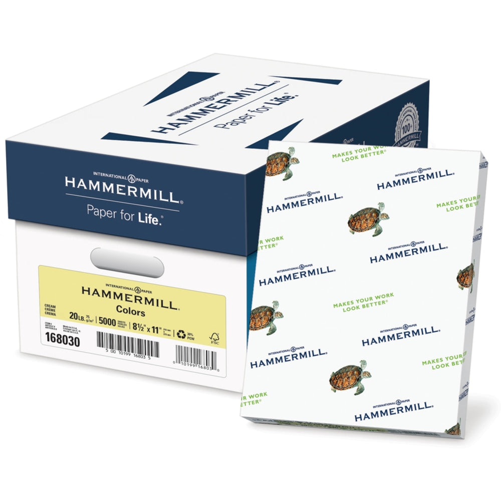 Hammermill Fore Super-Premium Color Copy Paper, Cream, Letter (8.5in x 11in), 500 Sheets Per Ream, 20 Lb, 30% Recycled