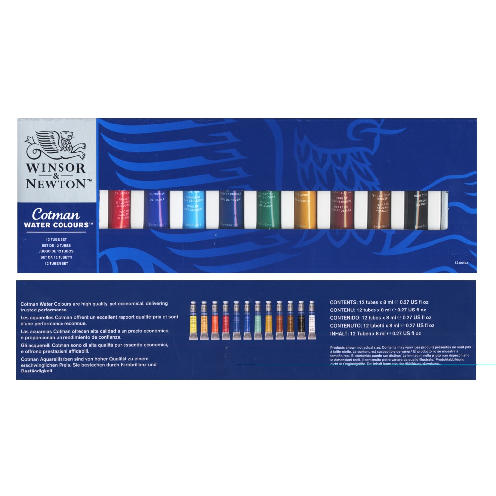 Winsor & Newton Cotman Introductory Watercolor Set, 0.27 Oz, Set Of 12