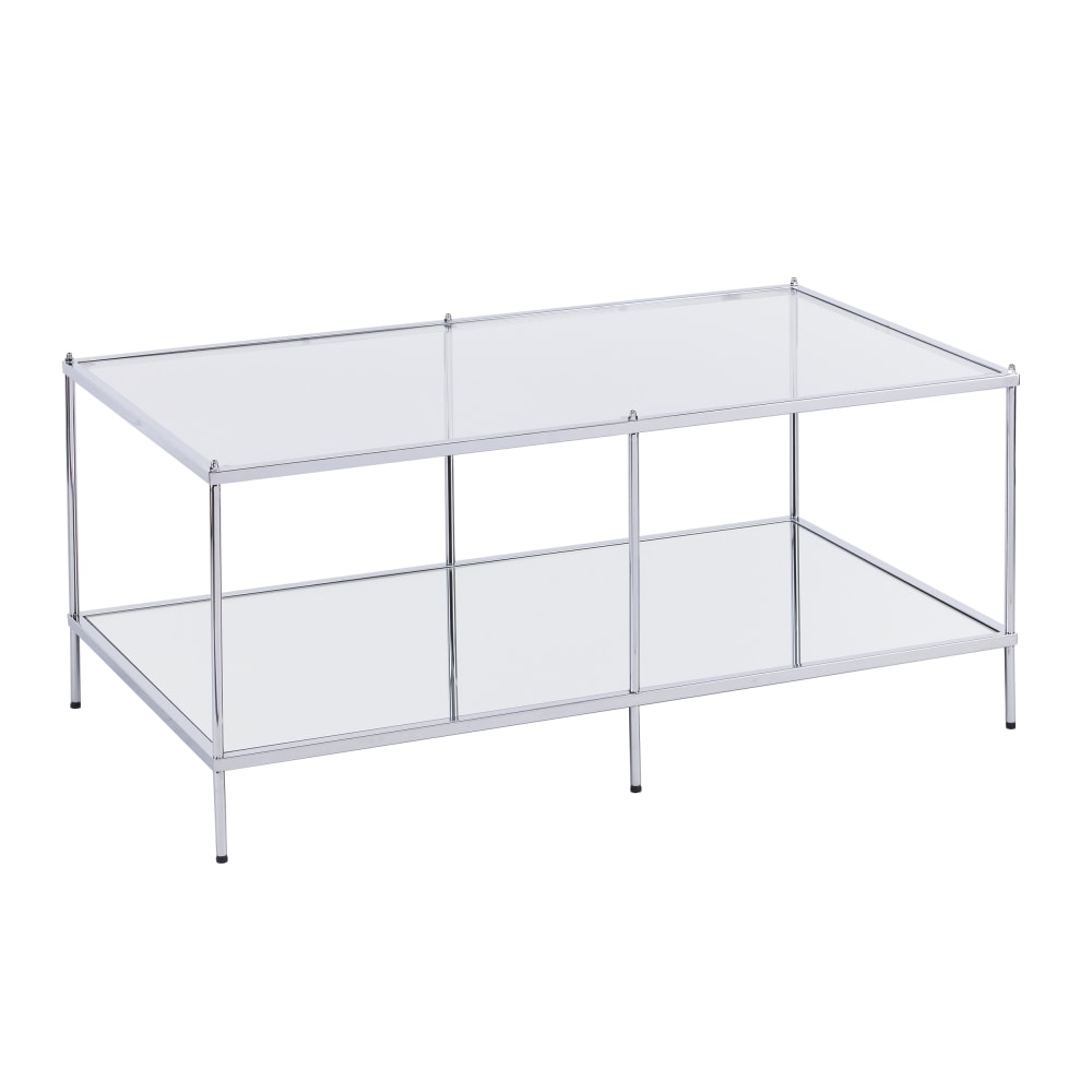 SEI Furniture Knox Glam Mirrored Cocktail Table, Rectangular, Chrome