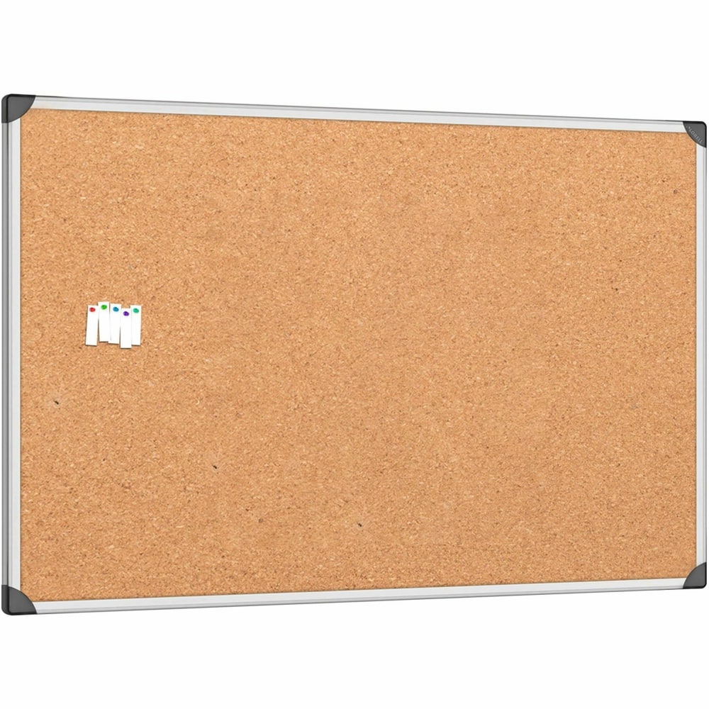 Lorell Mounting Cork Board, 48in x 72in, Aluminum Frame With Silver Finish