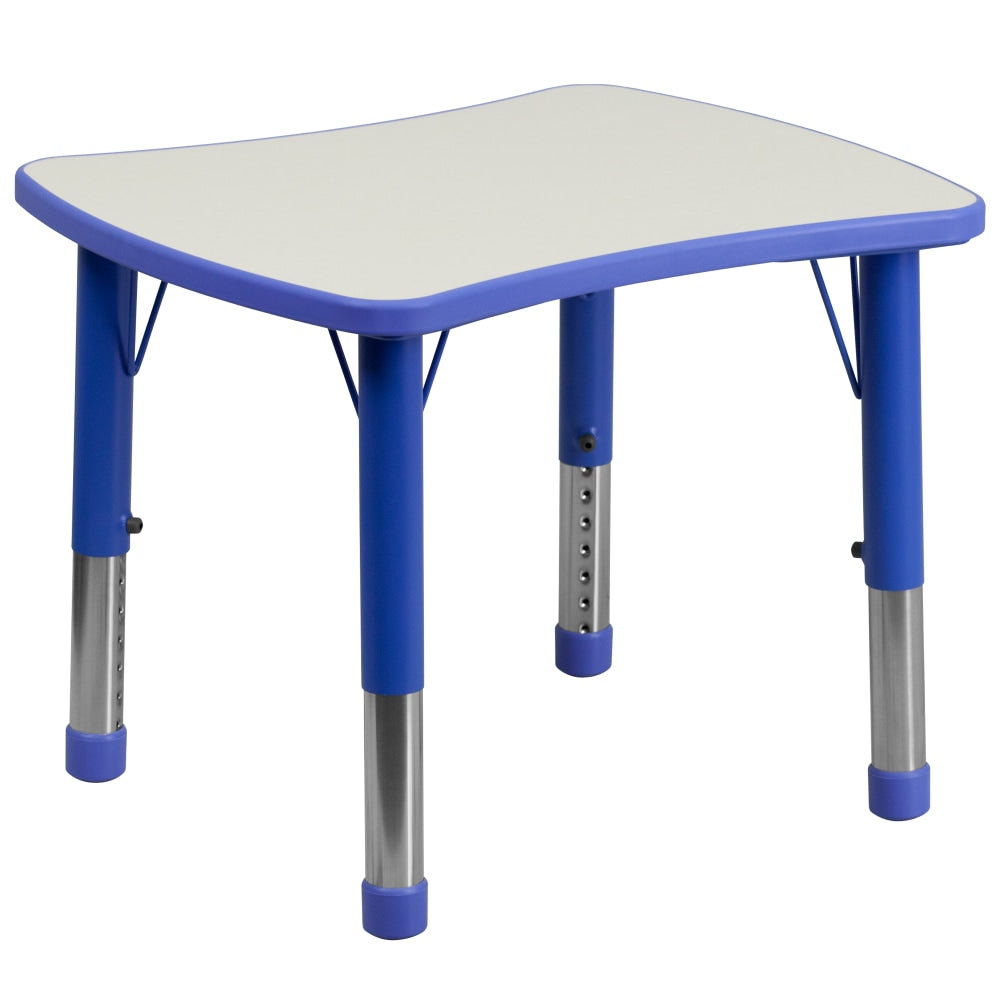 Flash Furniture 27inW Rectangular Plastic Height-Adjustable Activity Table, Blue