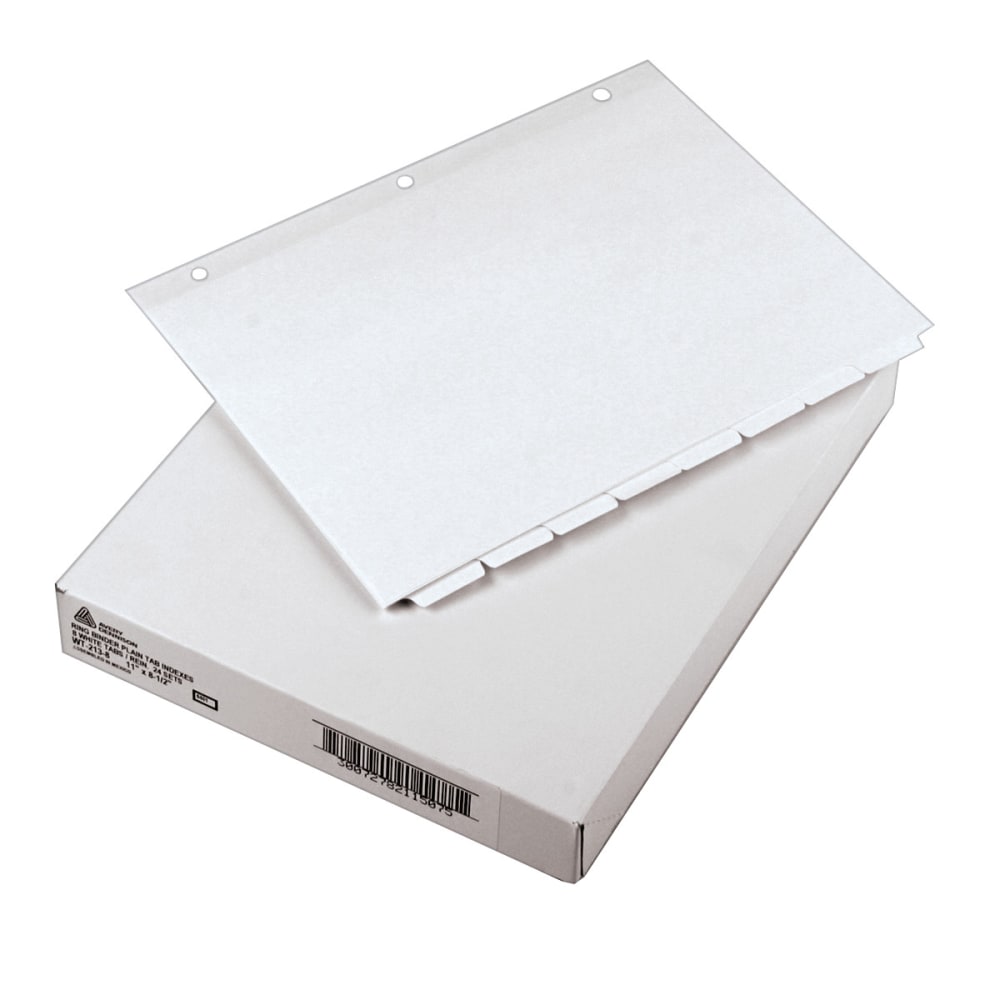 Avery Plain Tab Write-On Dividers, 8 1/2in x 11in, White, 8-Tab, Case Of 24