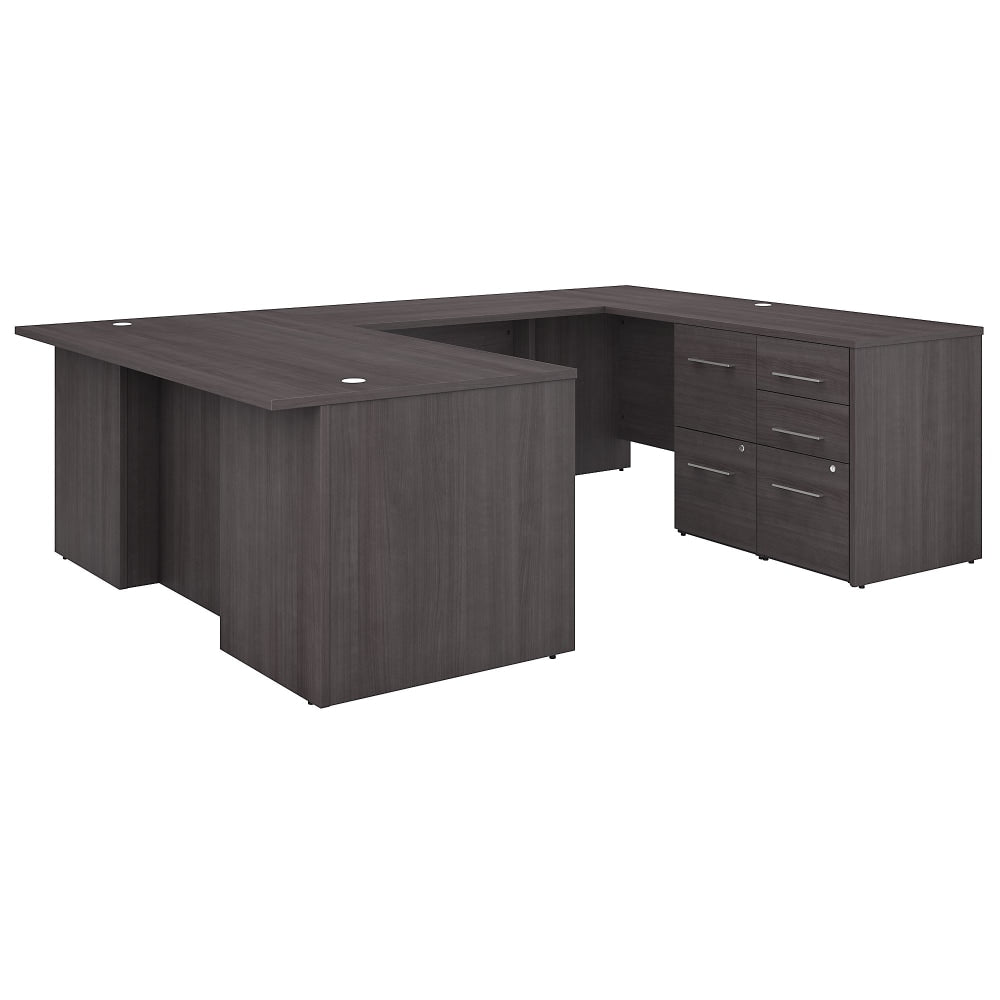 Bush Business Furniture Office 500 72inW U-Shaped Executive Corner Desk With Drawers, Storm Gray, Standard Delivery